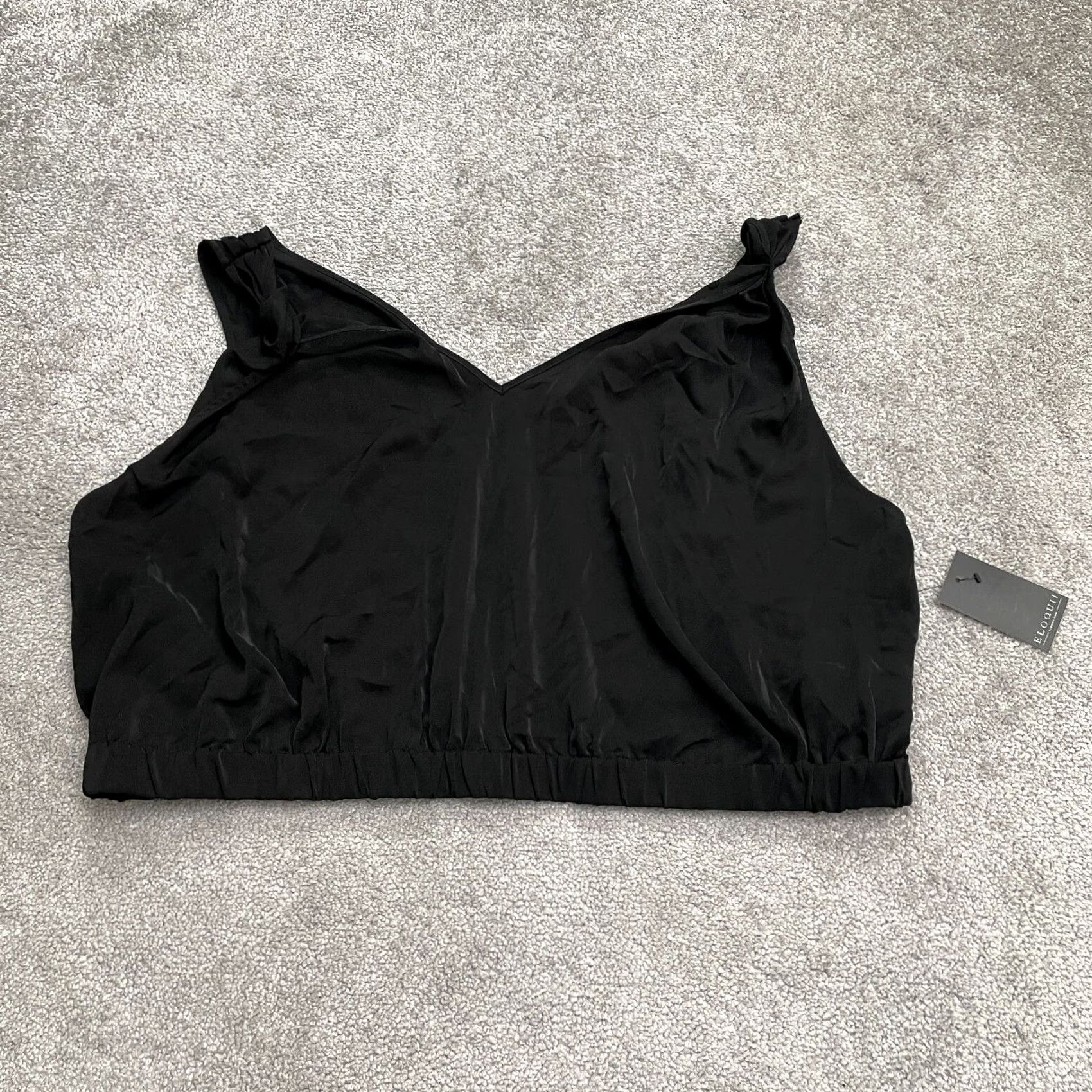 Vintage Eloquii Tank Womens 24 Black Cropped Sleeveless V-Neck Elastic Waist NWT New Plus Size Shirt Tee Top Linked: Tank top Size 4XL / US 24-26 - 2 Thumbnail