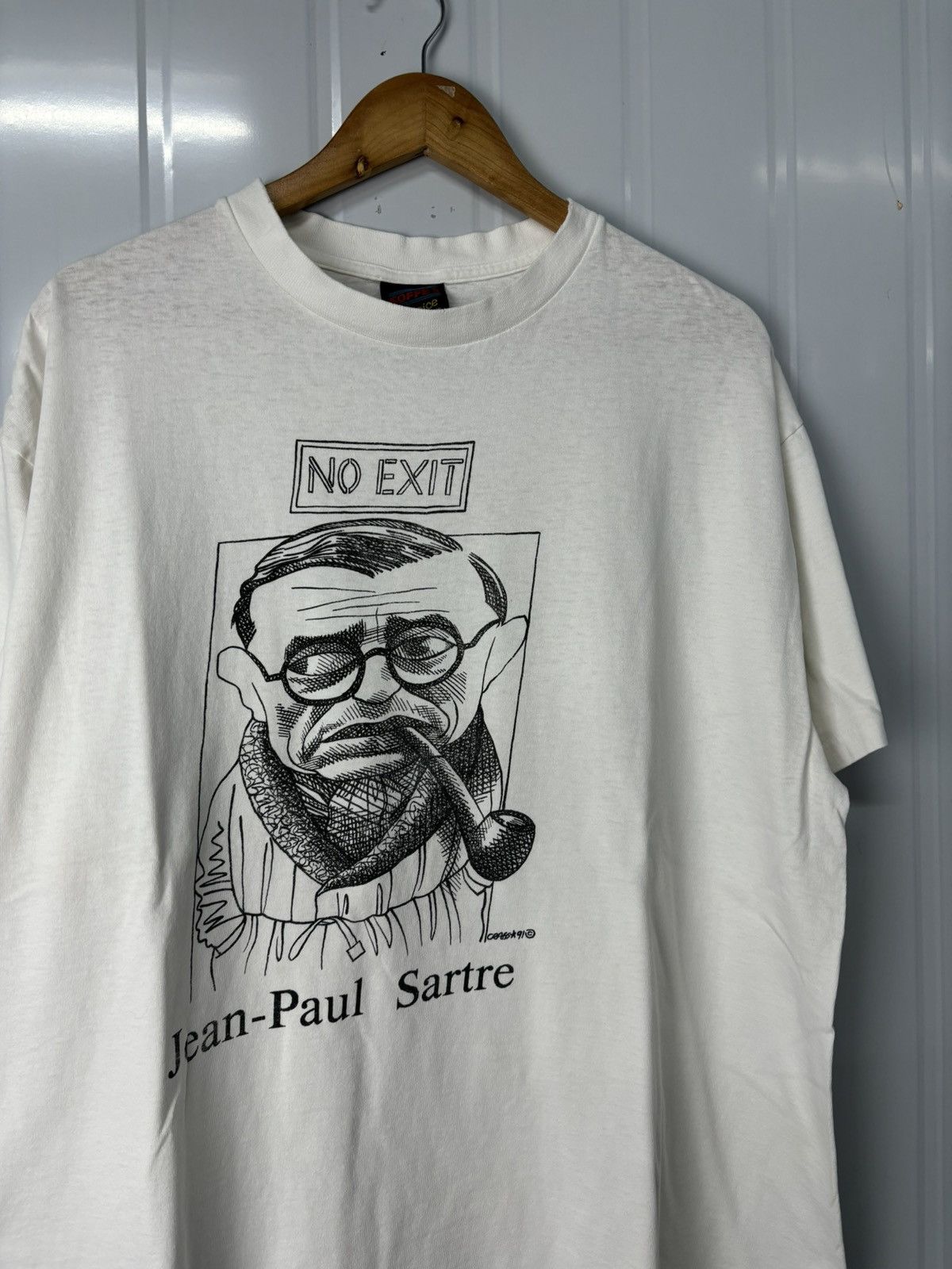 Vintage RARE! Vintage 90’s Jean Paul Sartre Art Tees Size US XL / EU 56 / 4 - 1 Thumbnail
