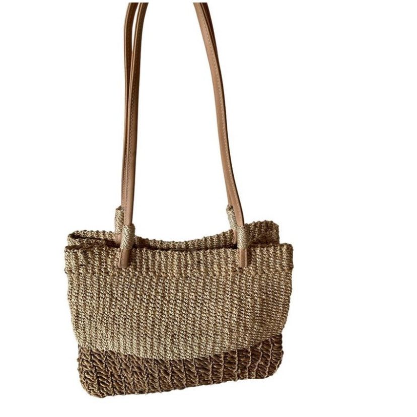 Beach Coastal Weaved Shoulder Bag Brown And Tan, Women's