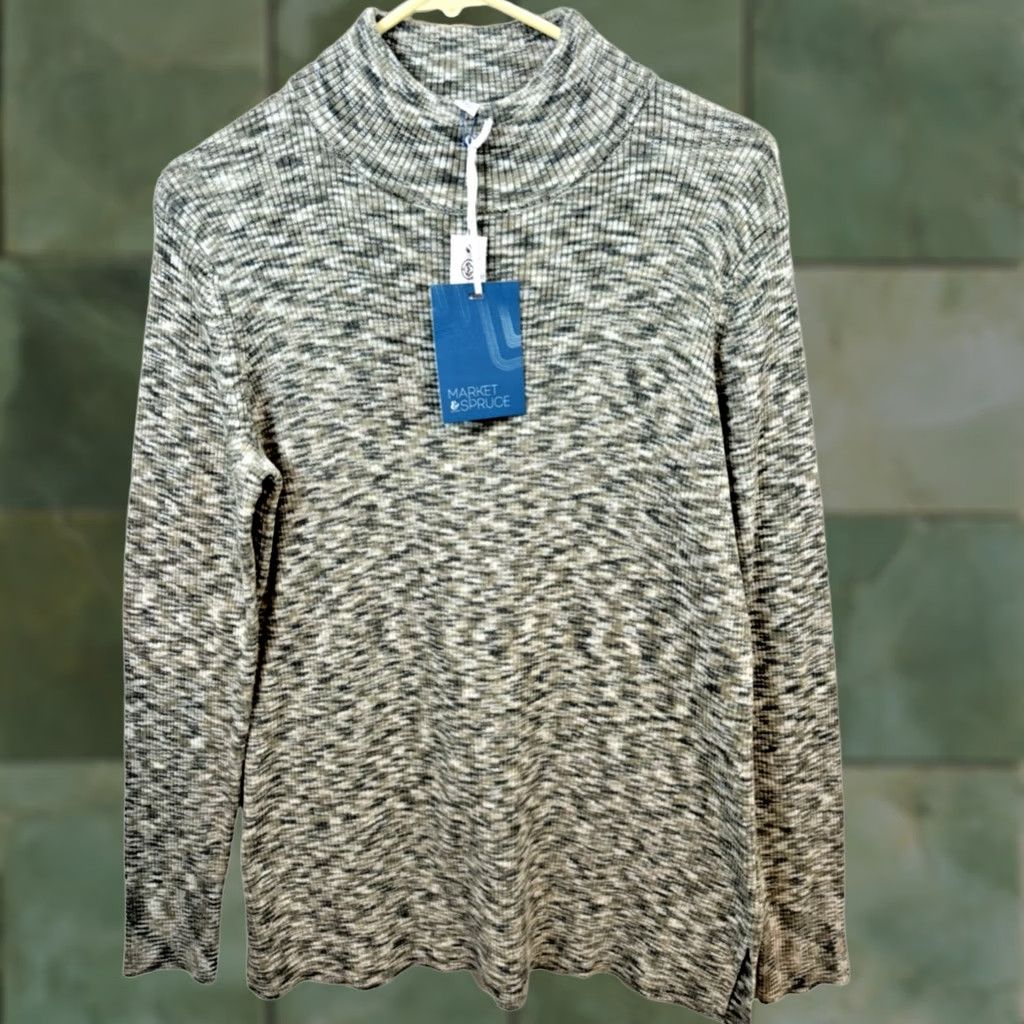 Market Market & Spruce Sweater Women's L Green Knit Turtle Neck Pullover W 36 Continuous-Collar Cozy Soft Casual Baggy Size L / US 10 / IT 46 - 1 Thumbnail
