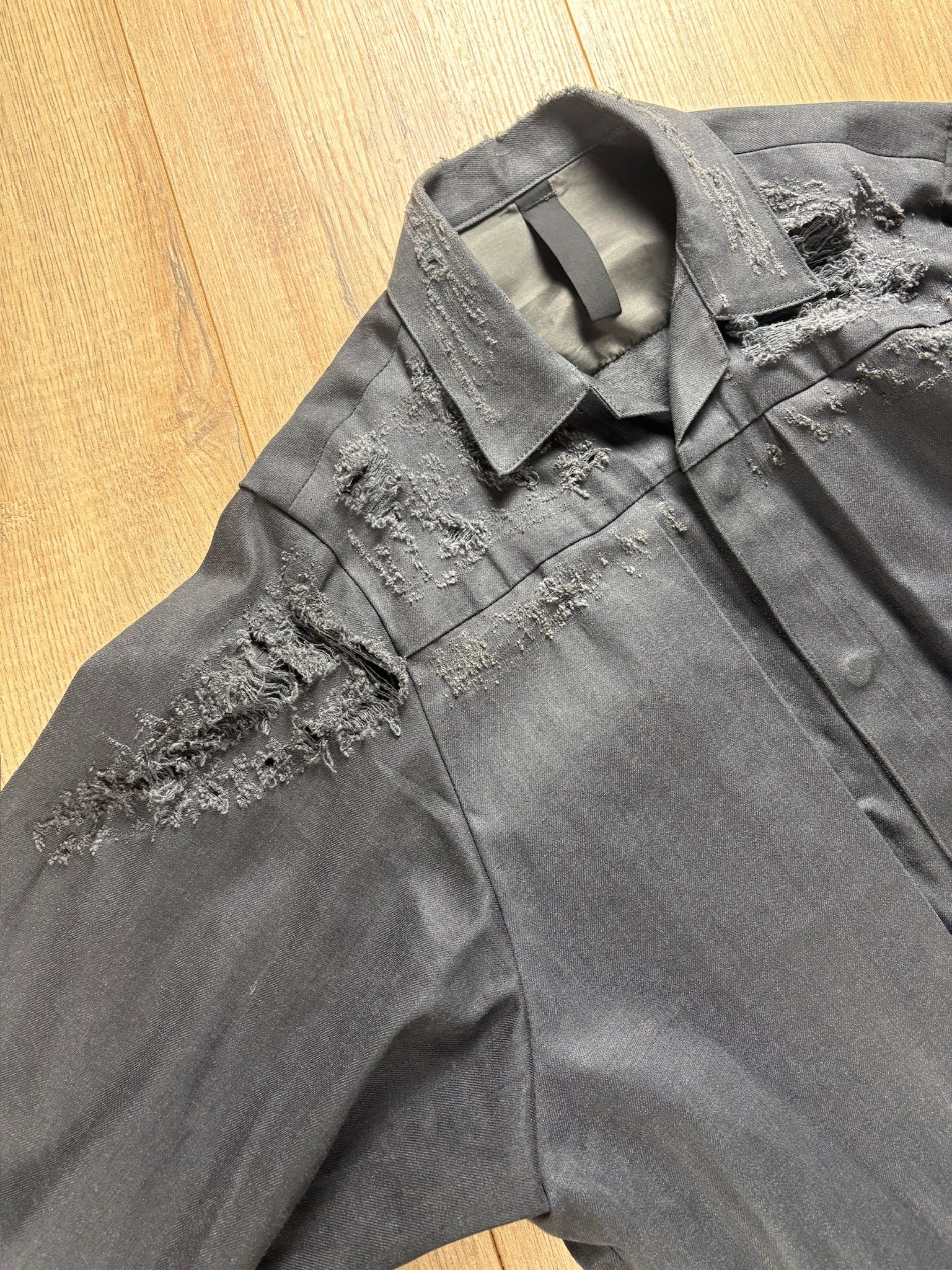 Japanese Brand Shinya Kozuka Oversized Distressed Jacket Charcoal Grey Size US M / EU 48-50 / 2 - 14 Thumbnail
