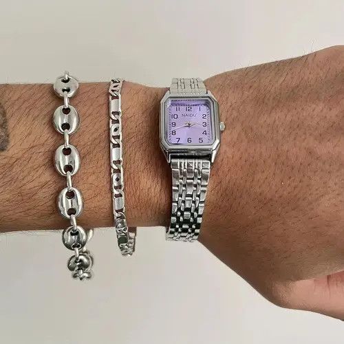 VIBE 2000s vintage style rectangle stainless steel quartz watch Size ONE SIZE - 7 Thumbnail