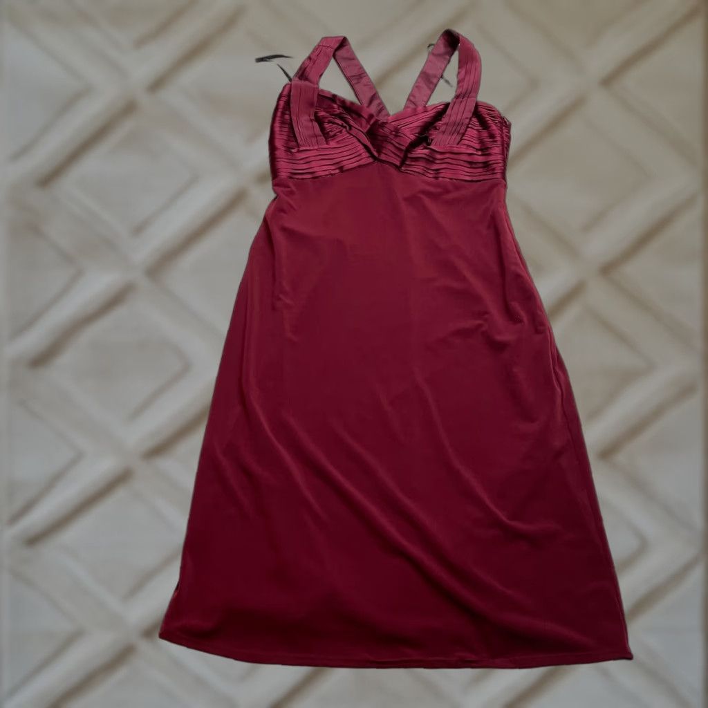 Laundry by Shelli Segal Laundry by Shelli Segal Dress Gown Womens 6 Red Sleeveless Midi Silk Insert Size M / US 6-8 / IT 42-44 - 1 Thumbnail
