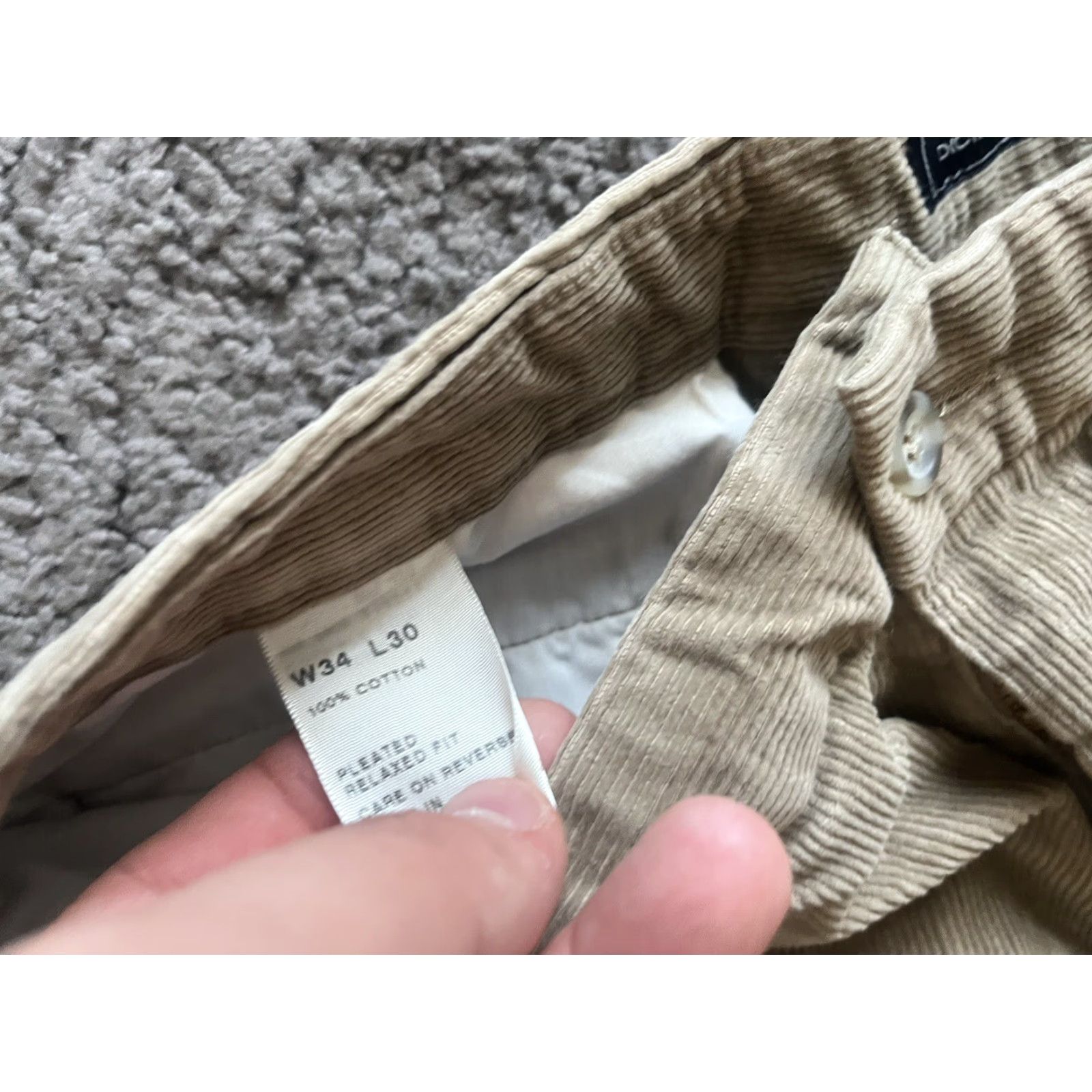 Dockers DOCKERS PANTS Mens 34x27 Brown Beige Corduroy Pleated Relaxed Fit Chino Casual Size US 34 / EU 50 - 6 Thumbnail