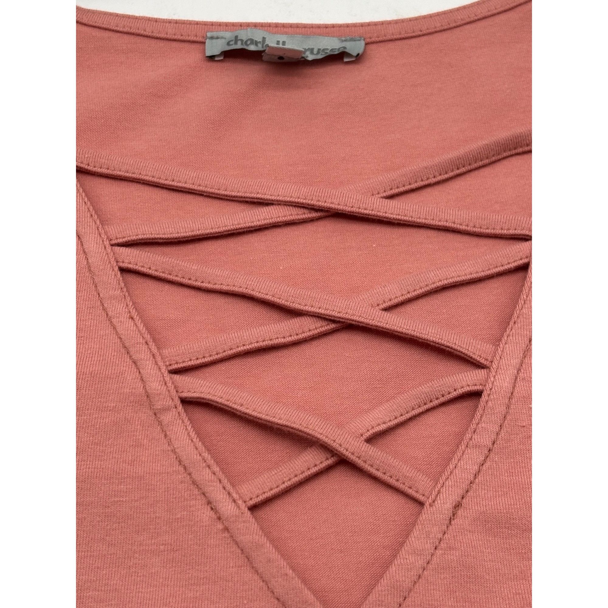 Other Charlotte Russe Pink Crisscross Front, Cropped Cup Sleeve T Size S / US 4 / IT 40 - 6 Thumbnail