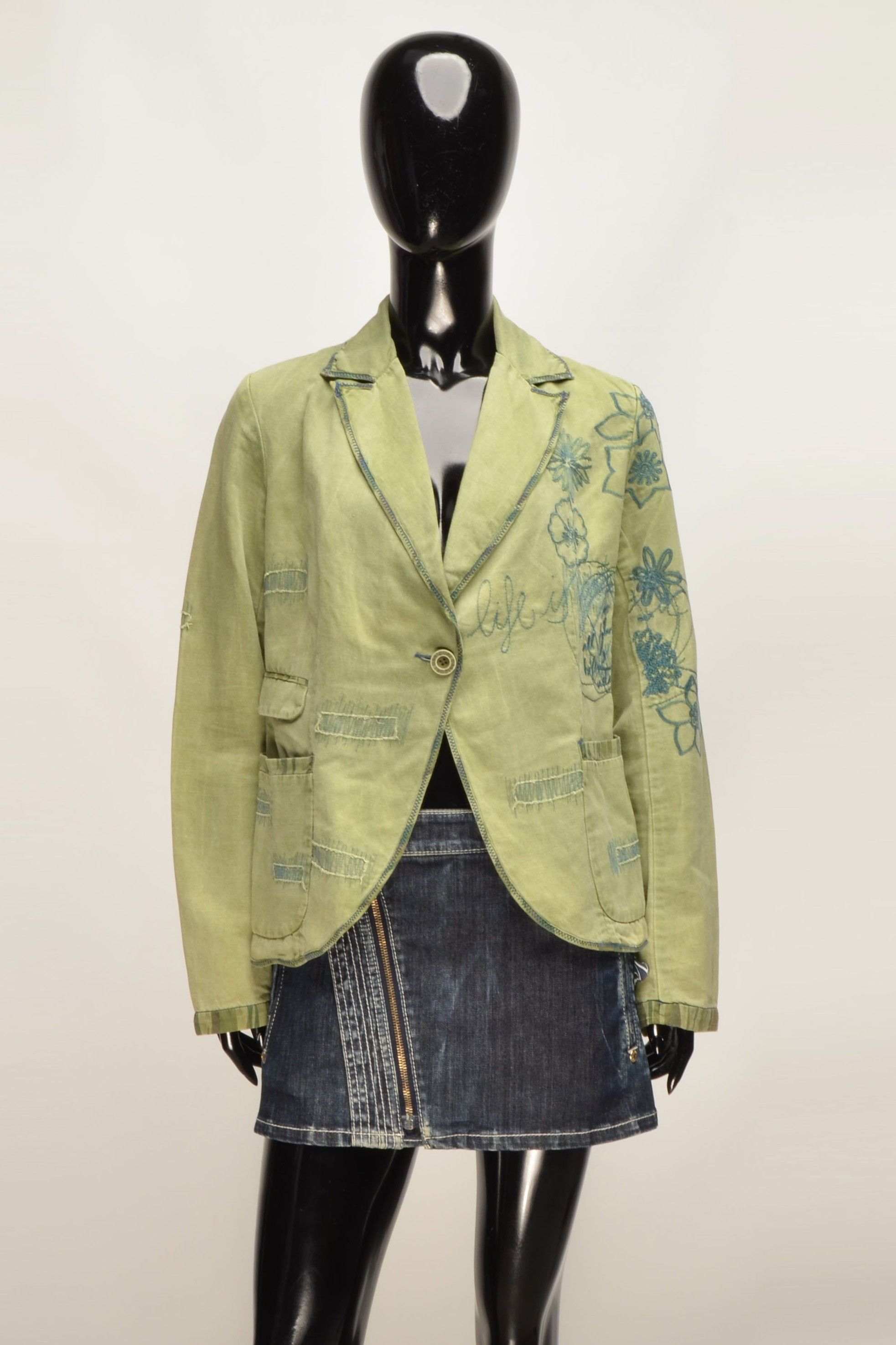 Desigual Rare Desigual Y2K Grunge Garment Dyed Embroidered Blazer Size XS / US 0-2 / IT 36-38 - 1 Thumbnail