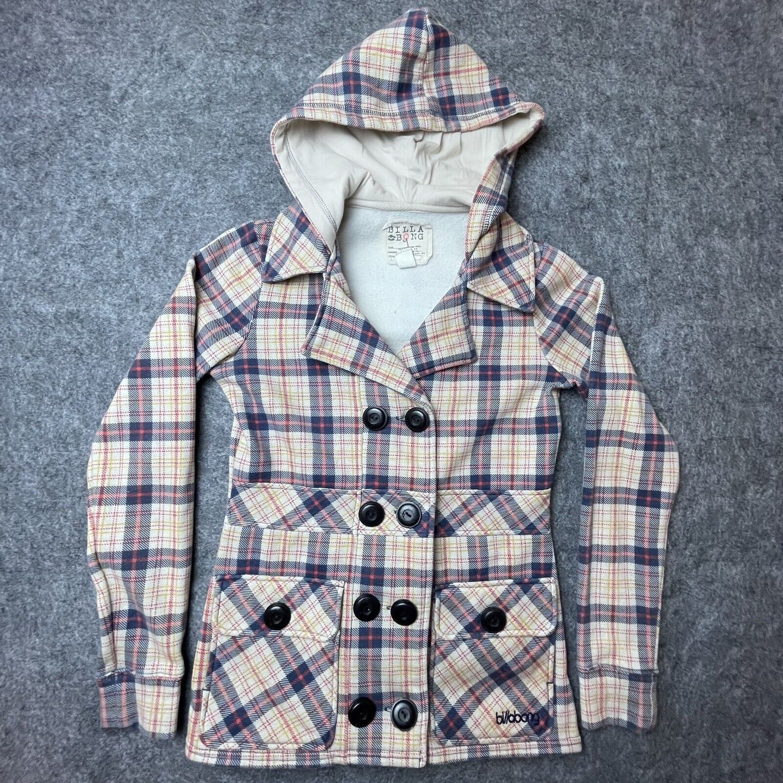 Billabong Billabong Jacket Women Small Hoodie Sweatshirt Plaid Peacoat Size S / US 4 / IT 40 - 1 Thumbnail
