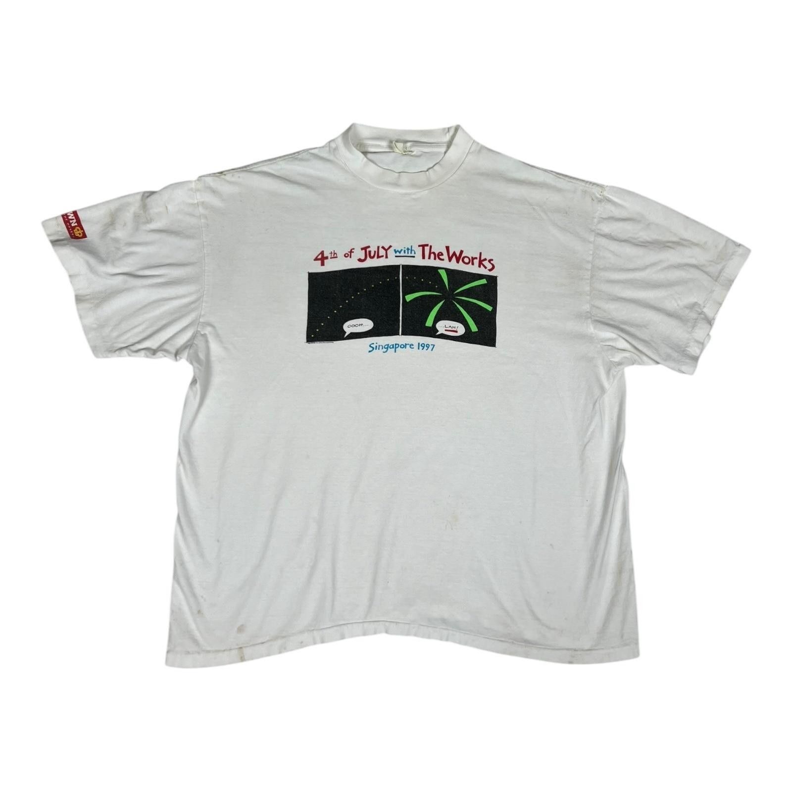 Vintage Vintage 4th Of July Singapore 1997 Shirt Mens XL White Firew Size US XL / EU 56 / 4 - 1 Thumbnail