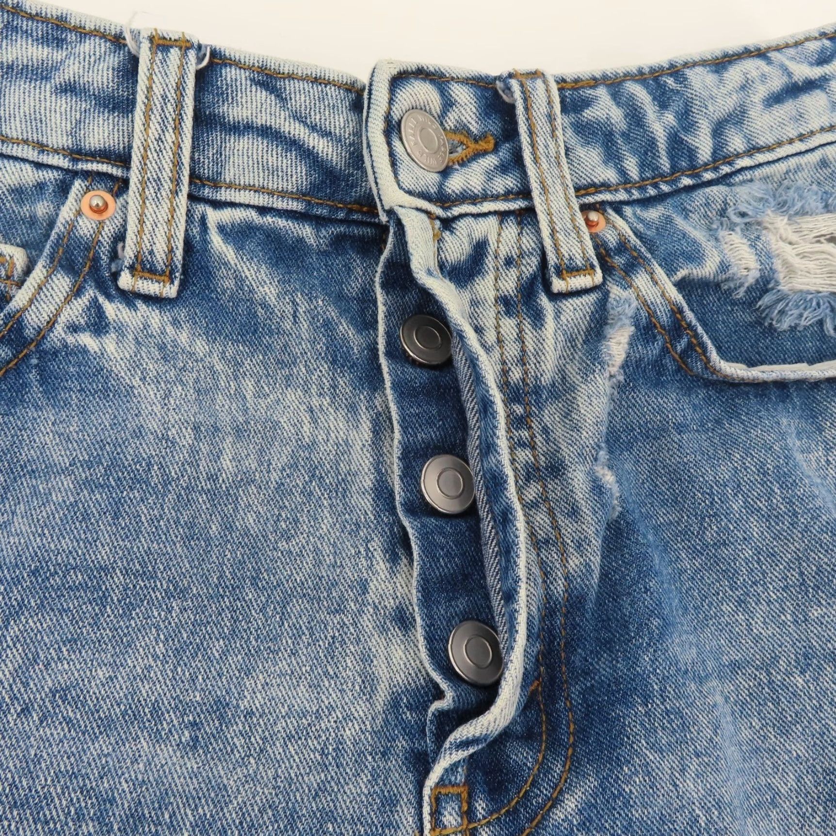 Vintage Wild Fable Women Highest Rise Shorts Blue Denim Button Cut-Off 2 5-Pocket Design Distressed Size 26" / US 2 / IT 38 - 3 Thumbnail