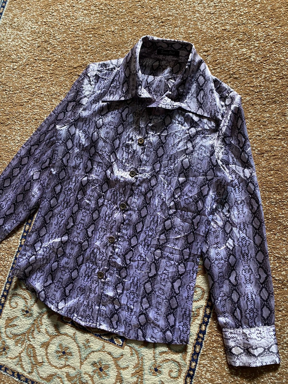 If Six Was Nine Vintage Luxuryblack snakeskin button shirt Size US M / EU 48-50 / 2 - 2 Thumbnail