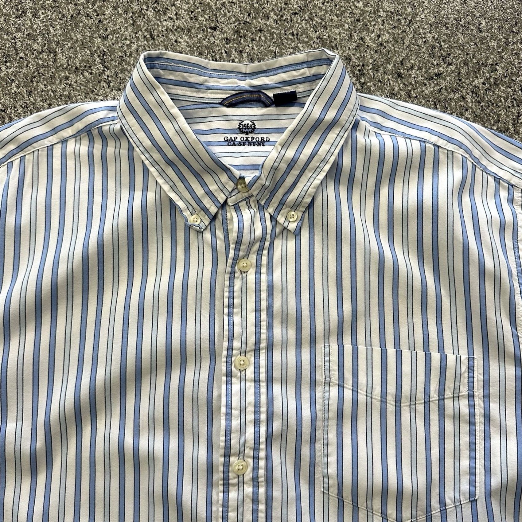 Gap Gap Shirt Mens XXL Vintage Y2K Long Sleeve Button Up Striped Orange Blue Shirt Size US XXL / EU 58 / 5 - 2 Thumbnail