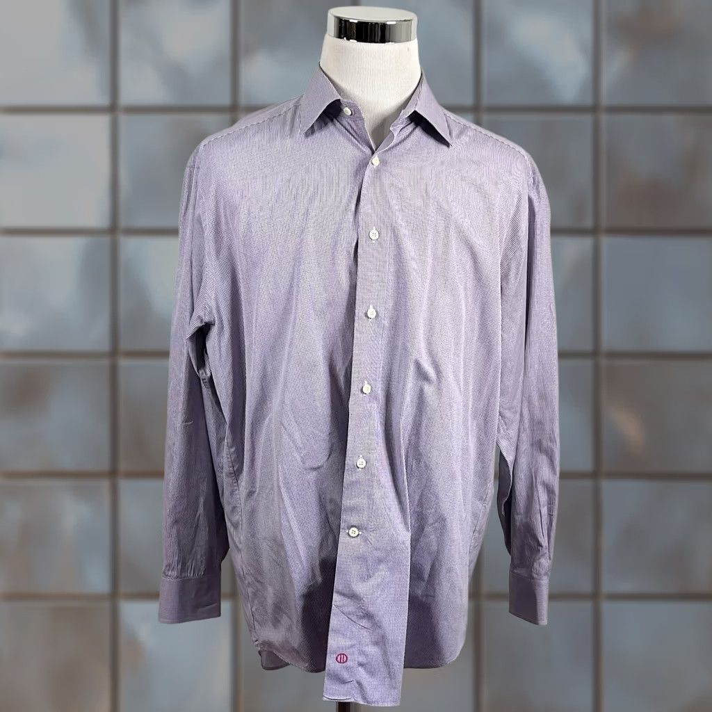 David Donahue David Donahue Dress Shirt 17.5 34/35 Plaid Cotton Regular Fit Multicolor Men Shirt Size 48R - 1 Thumbnail