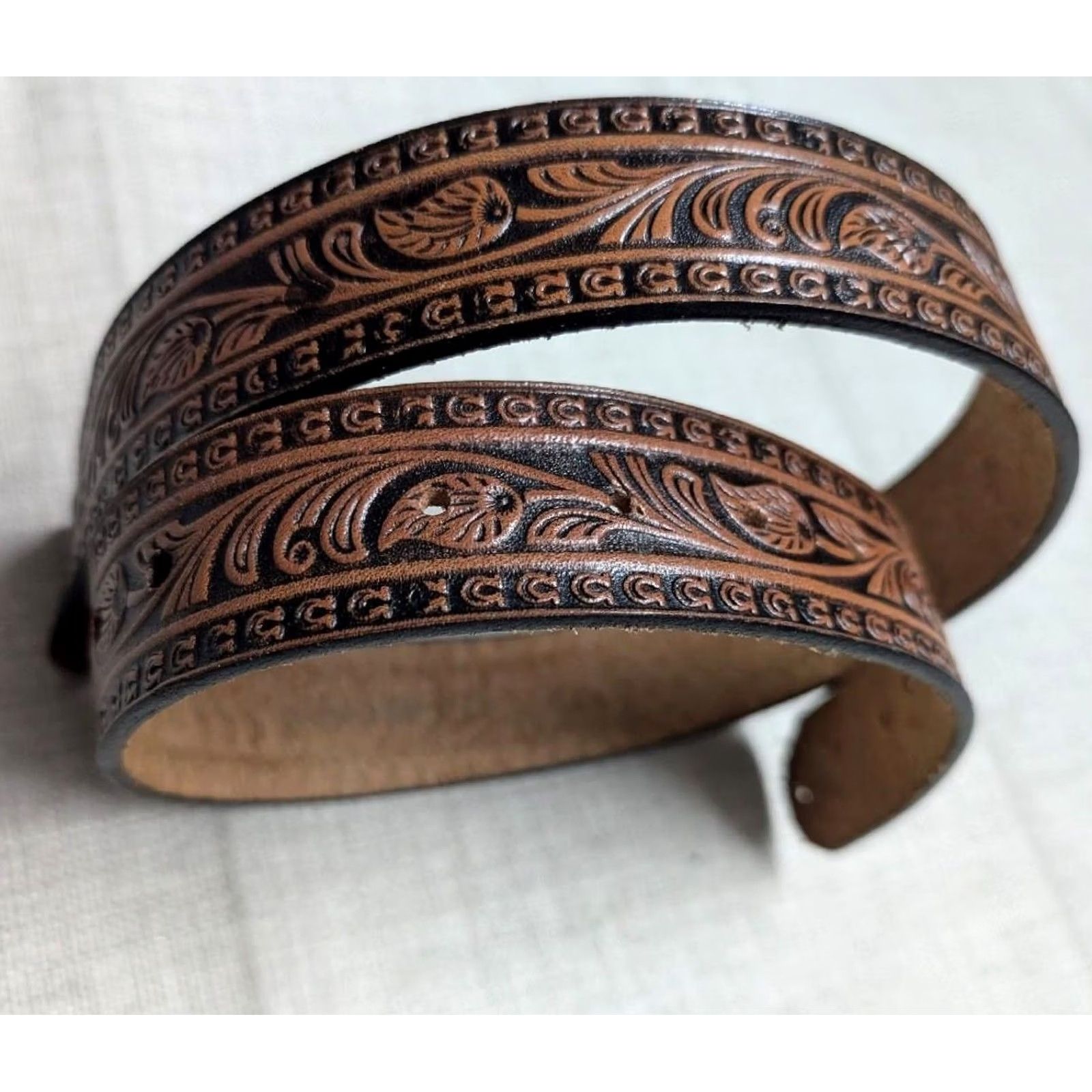 Vintage VINTAGE handcrafted western belt belt brown leather 30 Men Horseshoes buckle western pattern Mens Size 30 - 2 Thumbnail