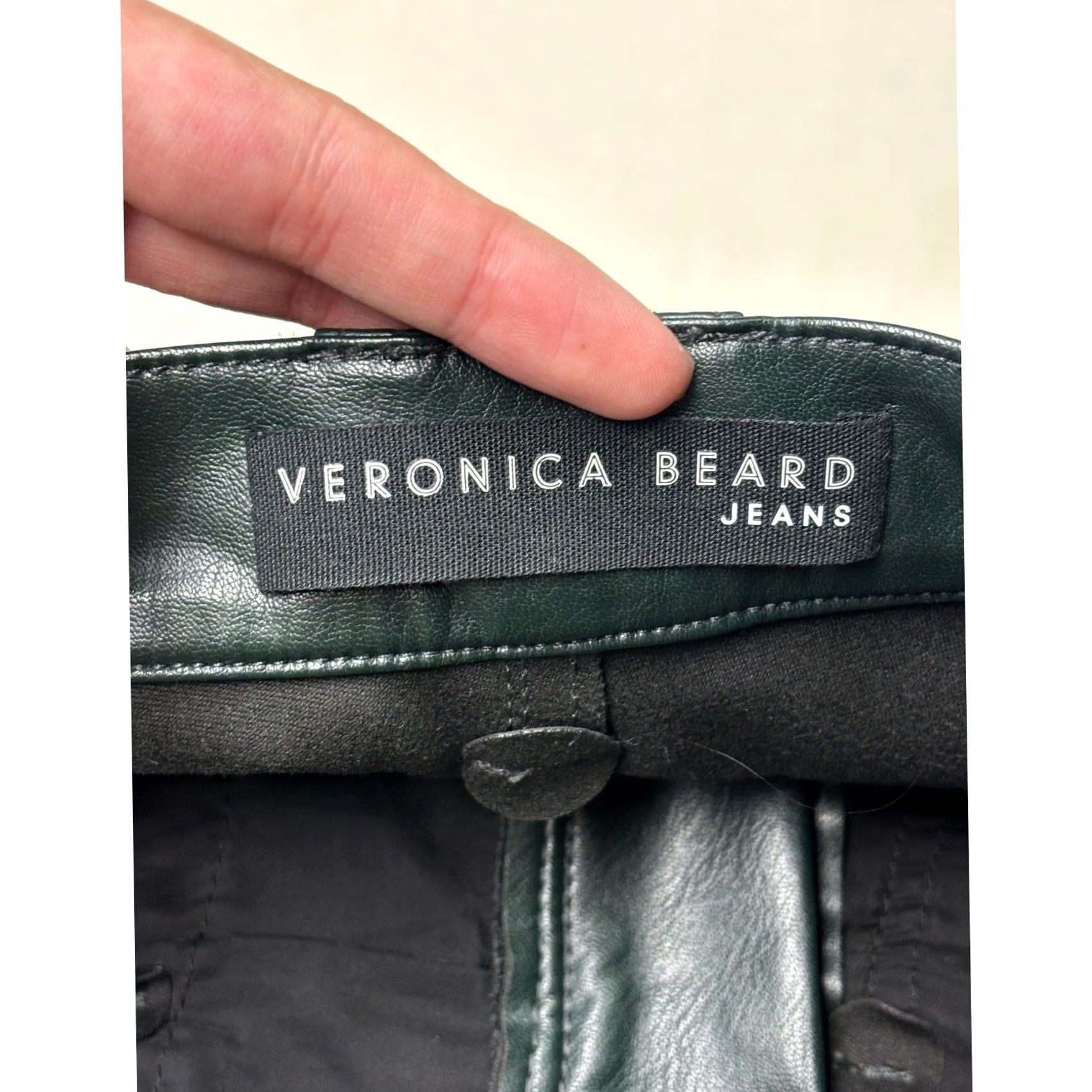 Veronica Beard VERONICA BEARD Jeans Faux Leather Pants Forest Green Straight Leg Womens 27x29 Size 27" / US 4 / IT 40 - 5 Thumbnail