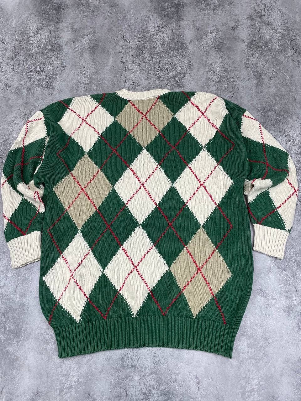 Burberry Burberrys Vintage Men Argyle Knit Sweater Green Beige Size L Size US L / EU 52-54 / 3 - 8 Thumbnail