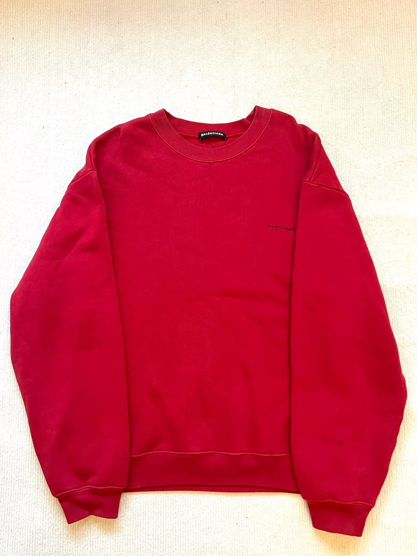 Balenciaga Balenciaga Red Embroidered Logo Crewneck Sweatshirt Size US XS / EU 42 / 0 - 1 Thumbnail