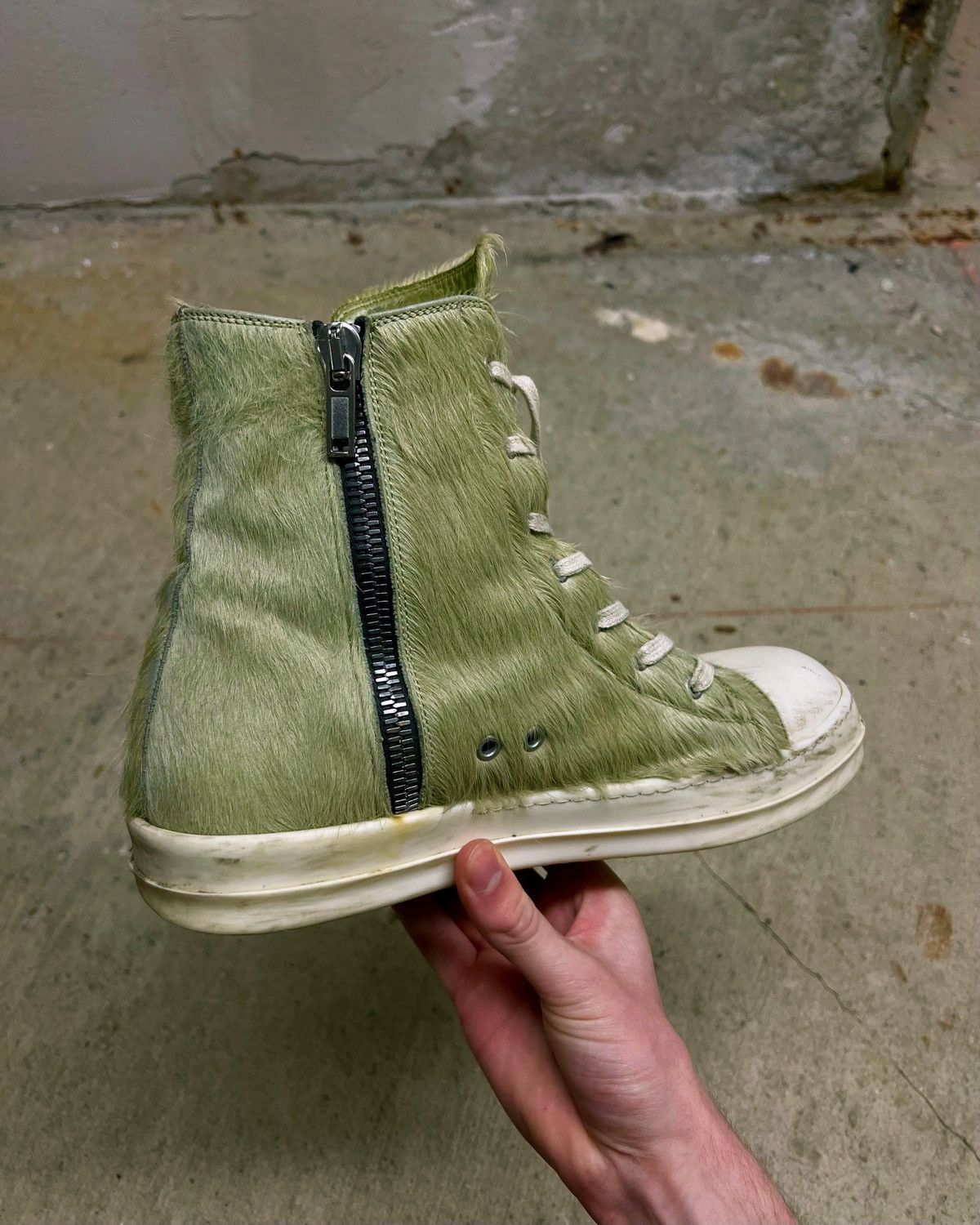 Rick Owens Rick Owen’s Mainline ‘Dirty Acid’ Pony Hair High Ramones Size US 9.5 / EU 42-43 - 4 Thumbnail