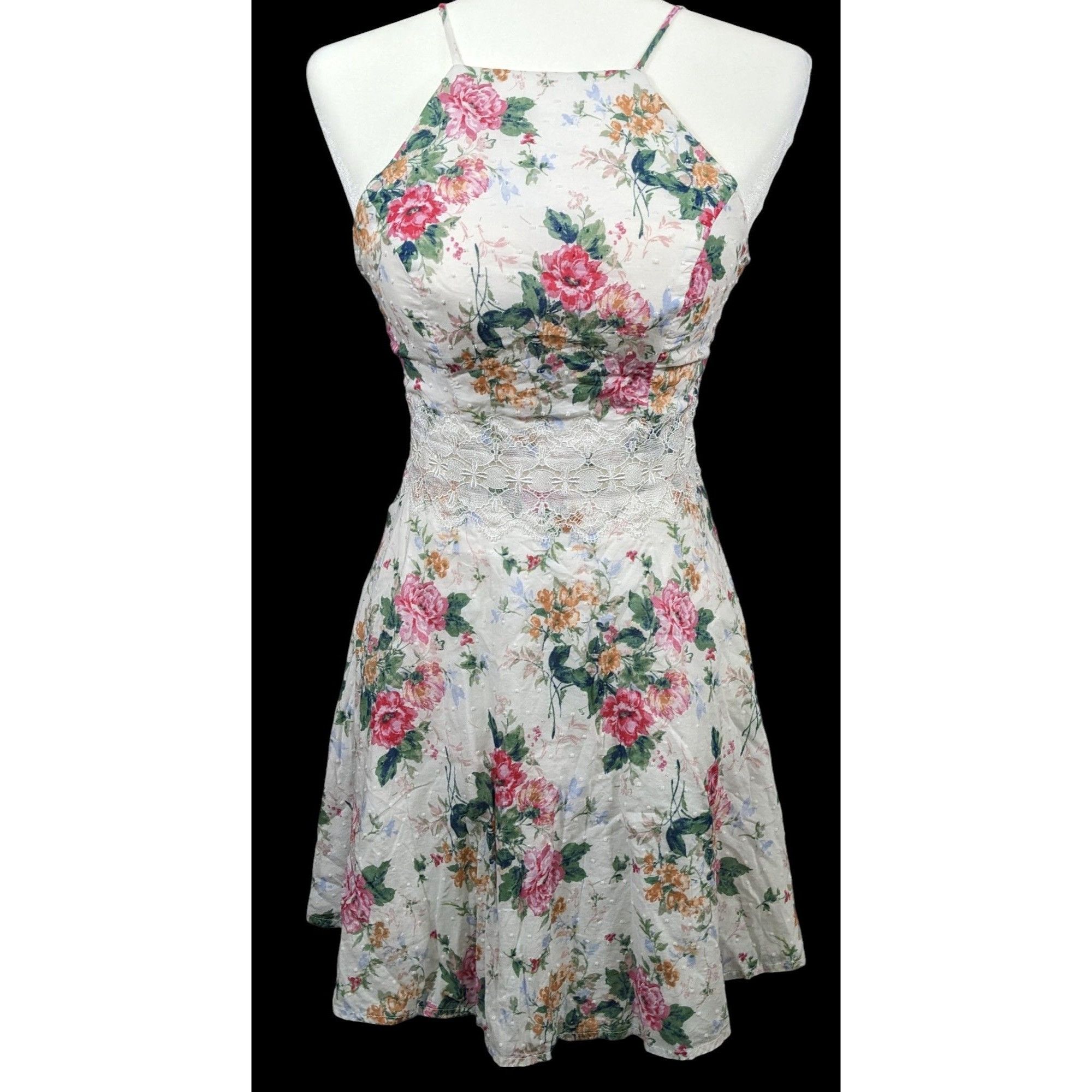 Other 90s Style Floral Lace Waist Halter Dress by City Studio Size S / US 4 / IT 40 - 1 Thumbnail