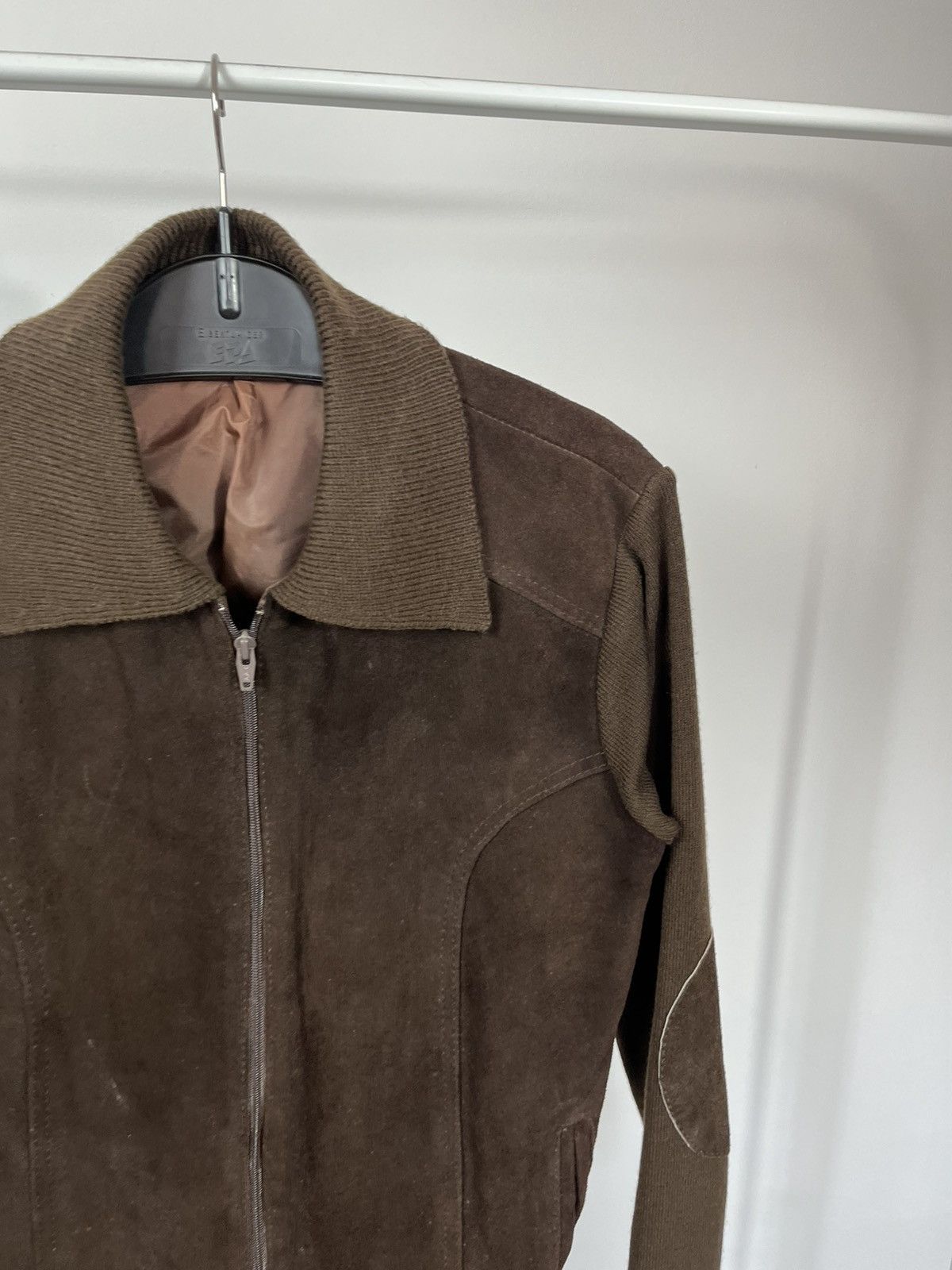 Leather Vintage Suede Leather Jacket Brown Knit Sleeves Zip Women’s Size M / US 6-8 / IT 42-44 - 3 Thumbnail