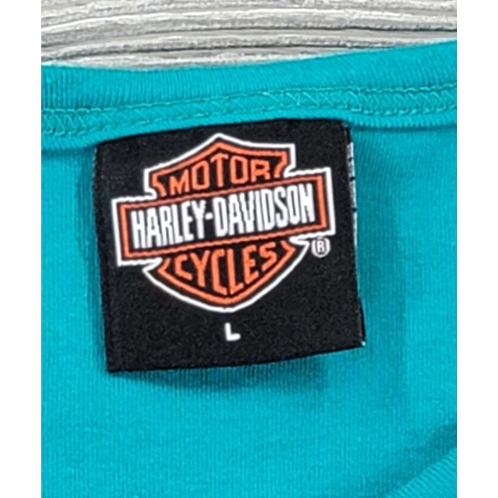 Harley Davidson Harley-Davidson Graphic T-Shirt Womens L Short Sleeve Teal Green HD 2003 Motorcycle Graphic 100% Cotton Regular Mens Womens Girls Boys Size L / US 10 / IT 46 - 5 Thumbnail