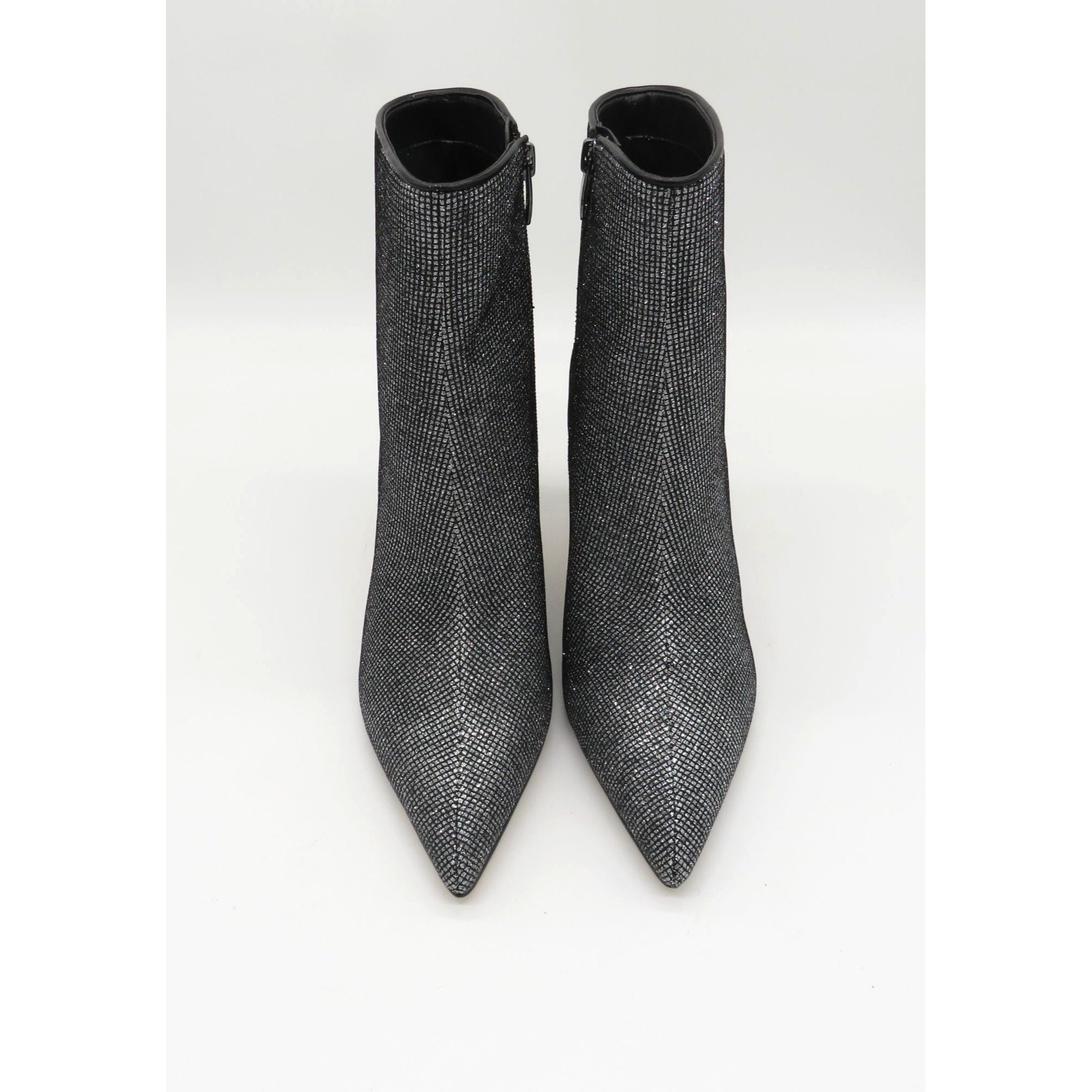 Nine West Nine West Women's Black Glitter Ankle Boots Side Zipper Stil Size US 8 / IT 38 - 3 Thumbnail