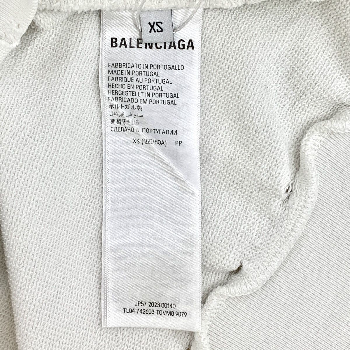 Balenciaga Balenciaga White Hole Design Cotton Hooded Sweatshirt K26WX Size XS / US 0-2 / IT 36-38 - 8 Thumbnail