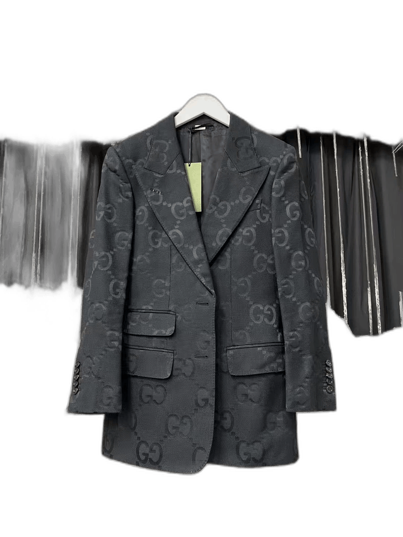 Gucci Gucci Black Logo Print Suit Jacket-yf Size US S / EU 44-46 / 1 - 1 Thumbnail