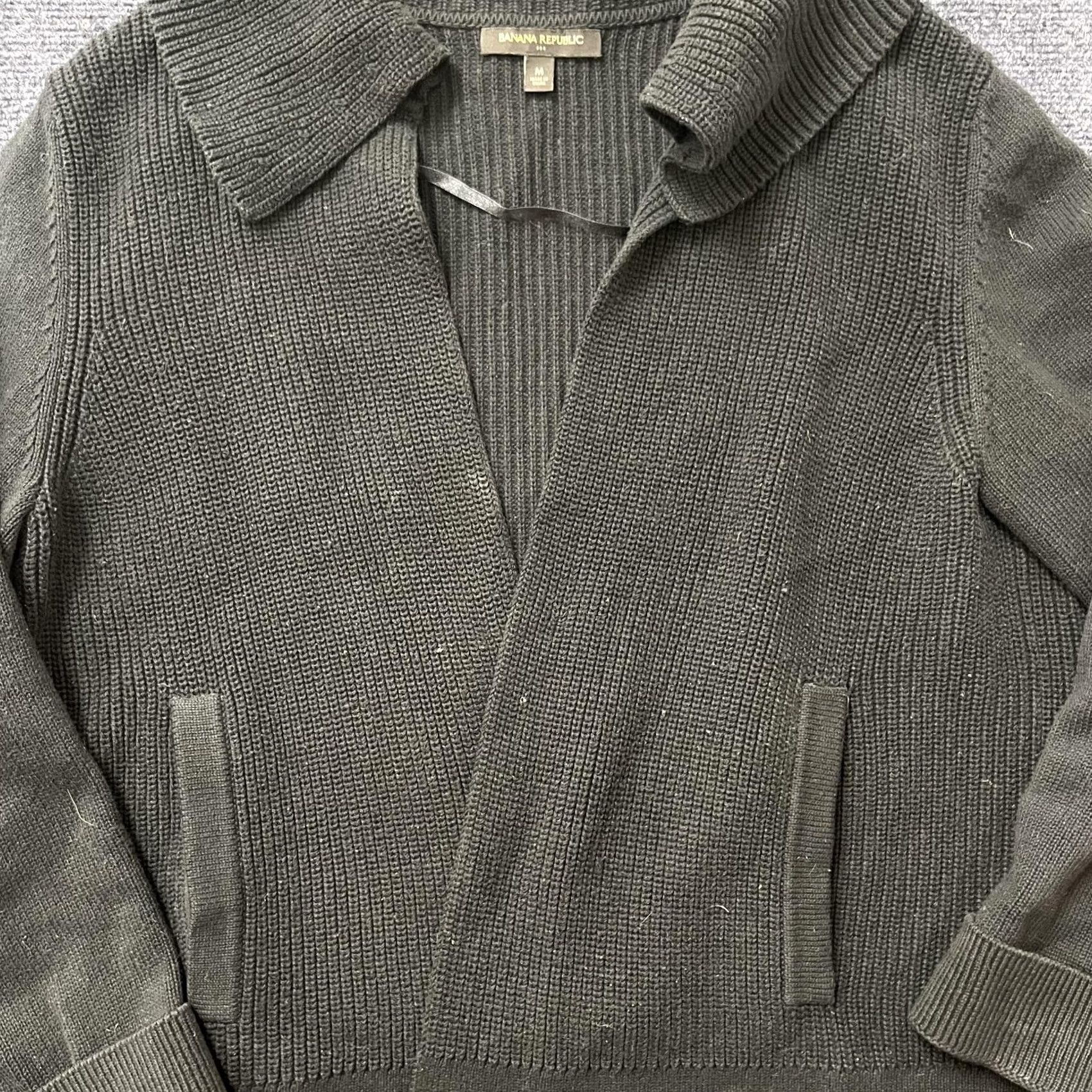 Banana Republic VINTAGE Banana Republic Cardigan Sweater Womens M Black 100% Cotton Collared Open Size M / US 6-8 / IT 42-44 - 3 Thumbnail