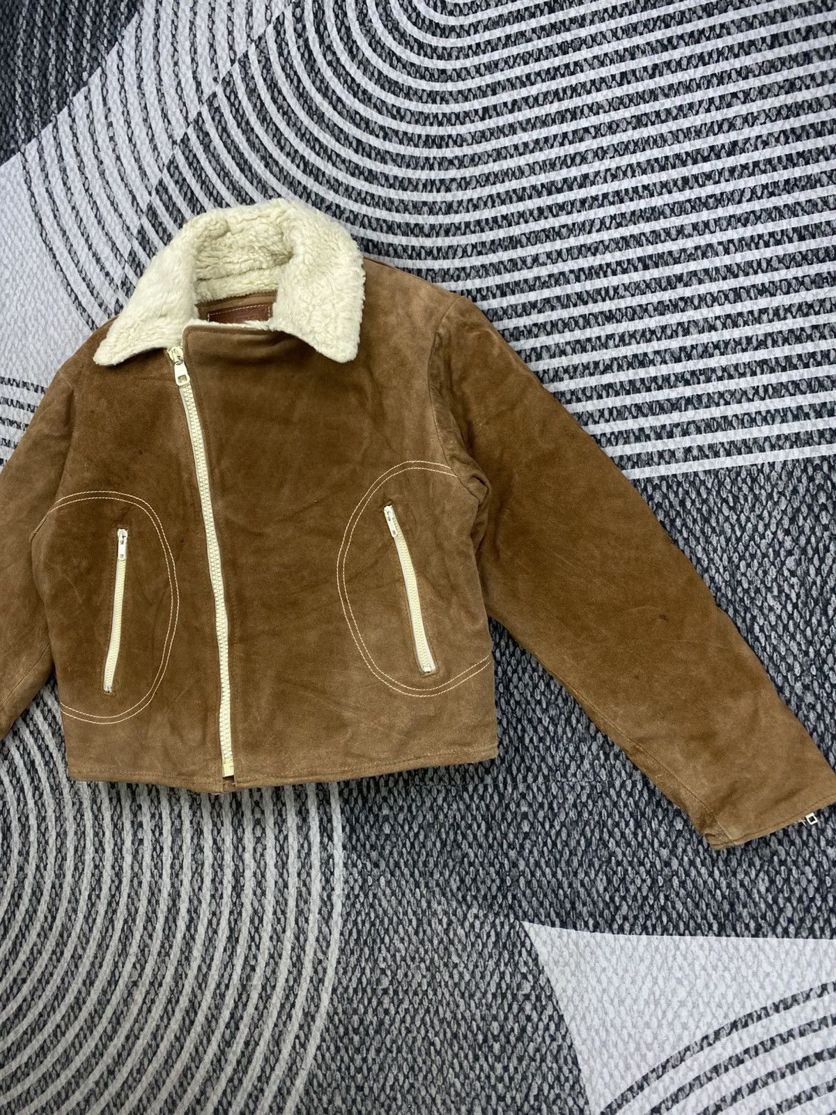 Japanese Brand Vintage Dep’t Double Collar Sherpa Brown Cropped Jacket Size US M / EU 48-50 / 2 - 5 Thumbnail