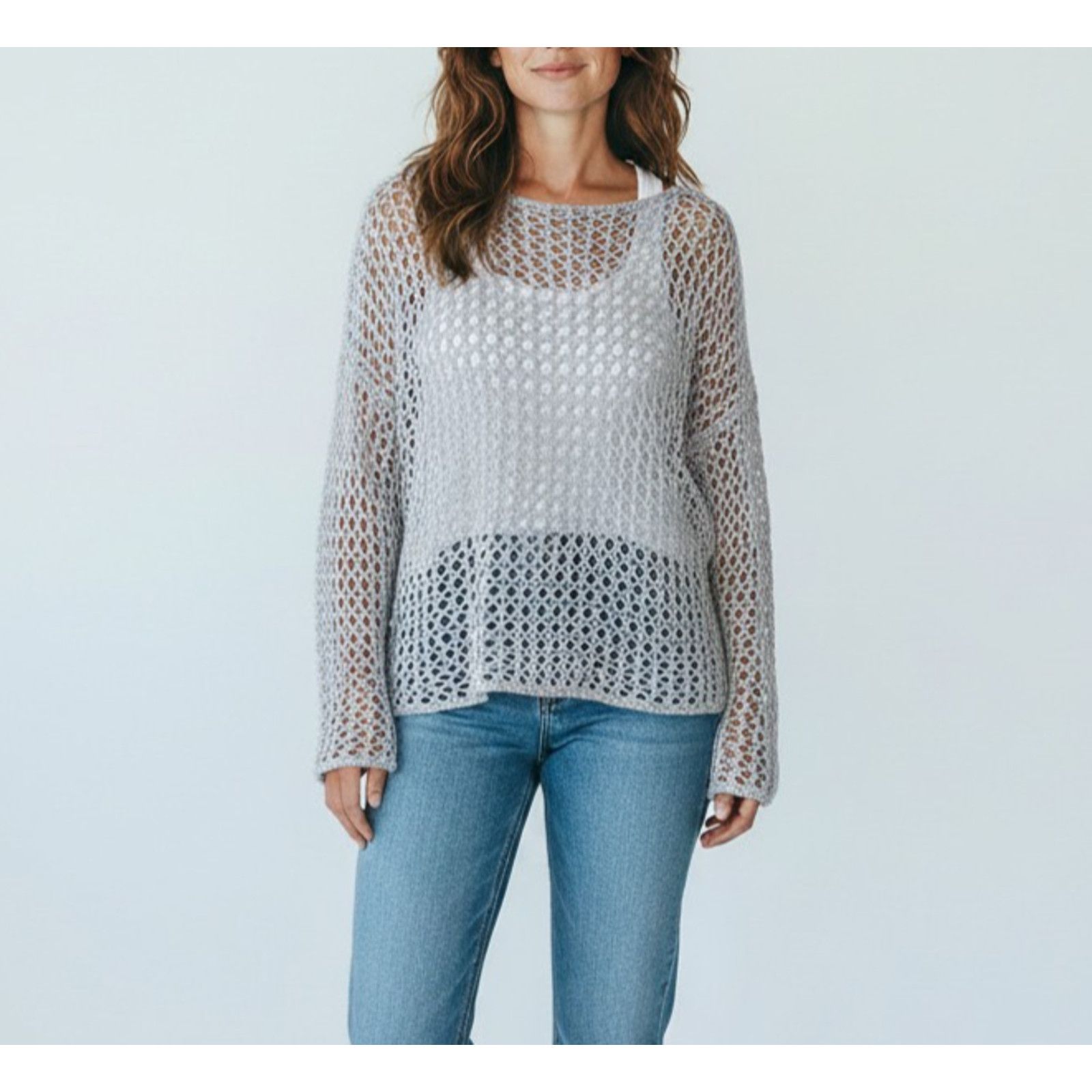 Eileen Fisher EILEEN FISHER Cotton Twisted Cord Weave Bateau Pullover Sz M Size M / US 6-8 / IT 42-44 - 1 Thumbnail
