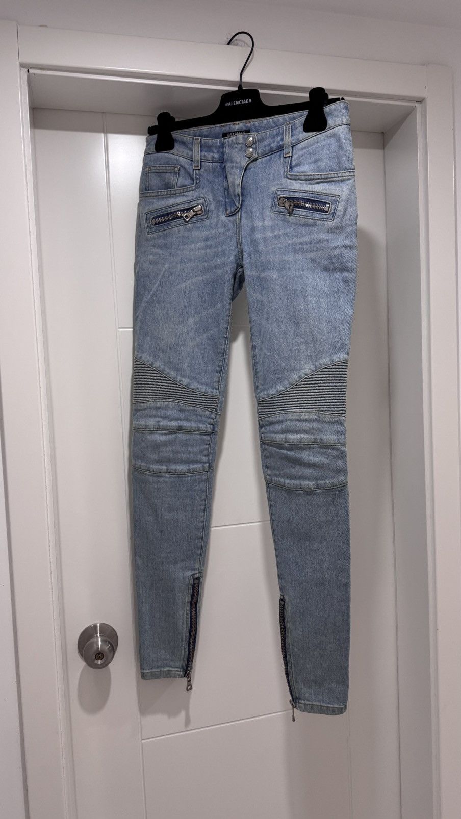Balmain Balmain Women’s Zippered Biker Jeans Size 26" / US 2 / IT 38 - 1 Thumbnail