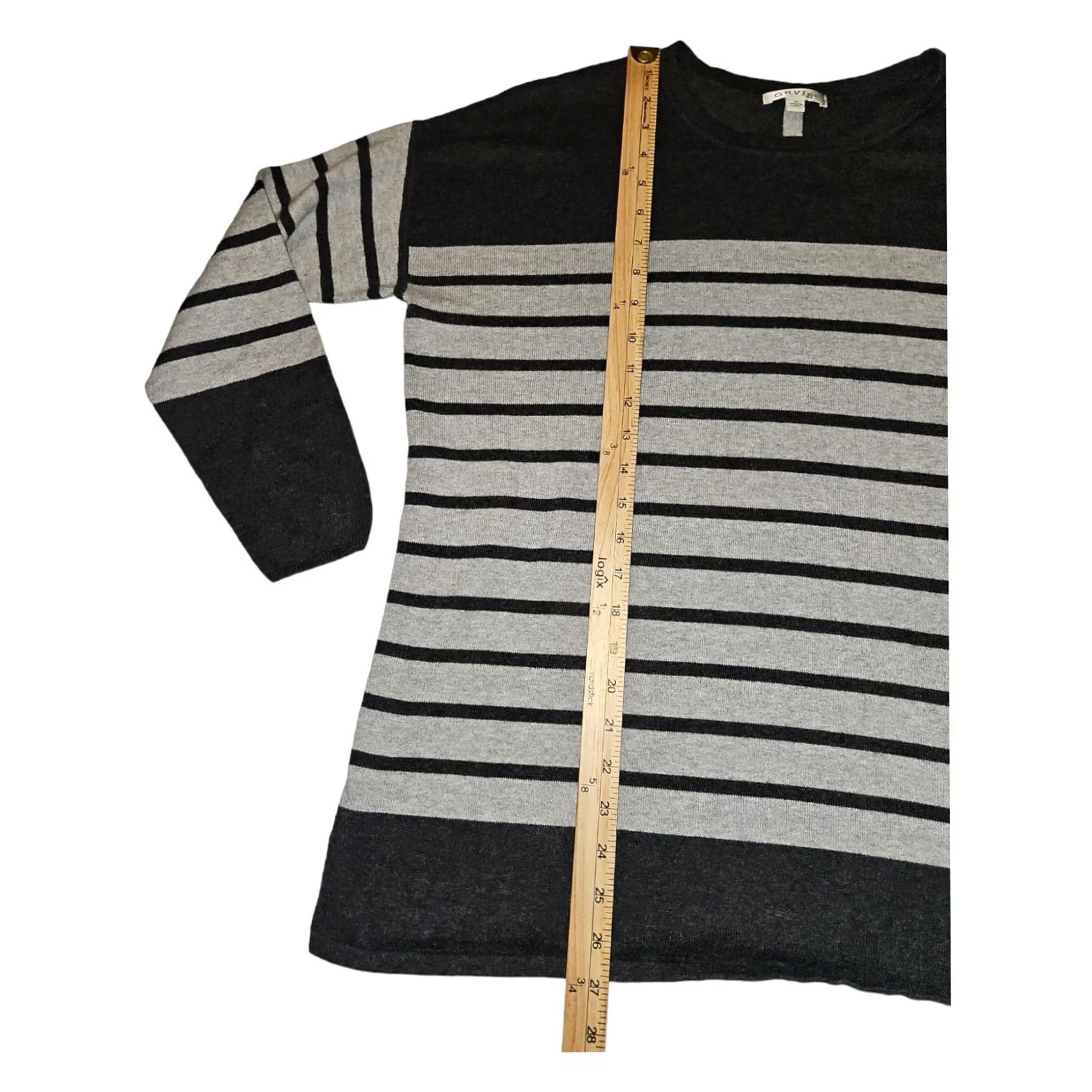 Orvis Orvis Sweatshirt Women's Medium Gray Striped Cotton Cashmere Silk Preppy 90s Size M / US 6-8 / IT 42-44 - 4 Thumbnail