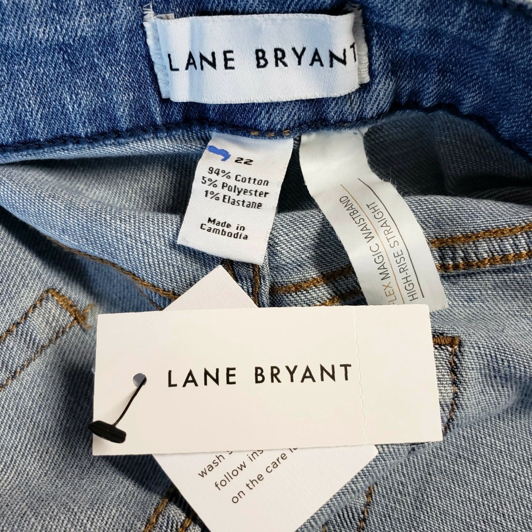 Vintage Lane Bryant Womens High Rise Cropped Jeans Sz 22 Blue Light Wash Belted Size 40" / US 18 - 7 Thumbnail
