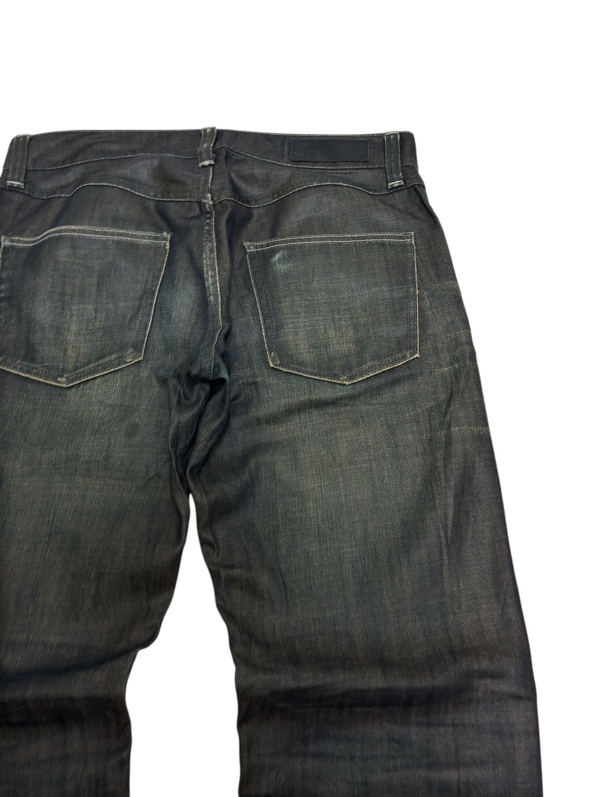 If Six Was Nine Back Number Waxed Black Jeans Coated Denim Straight Fit Size US 32 / EU 48 - 12 Thumbnail