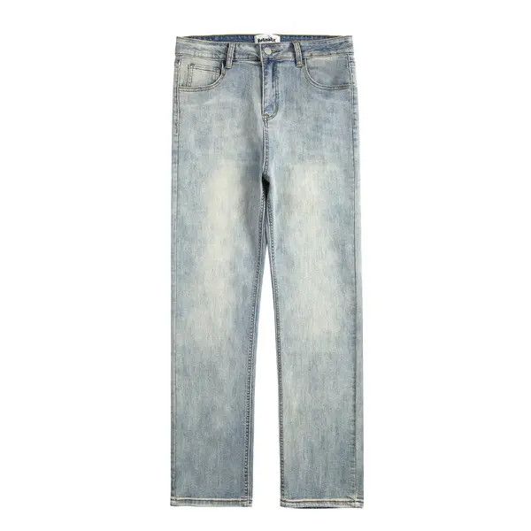 VIBE High street basic all-match washed distressed straight jeans Size US 32 / EU 48 - 7 Thumbnail