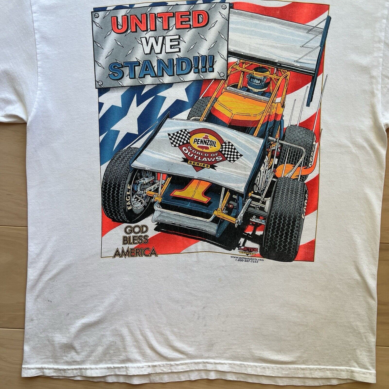 Vintage Vintage Outlaws Racing Shirt XL White 90s Pennzoil Eagle Size US XL / EU 56 / 4 - 4 Thumbnail