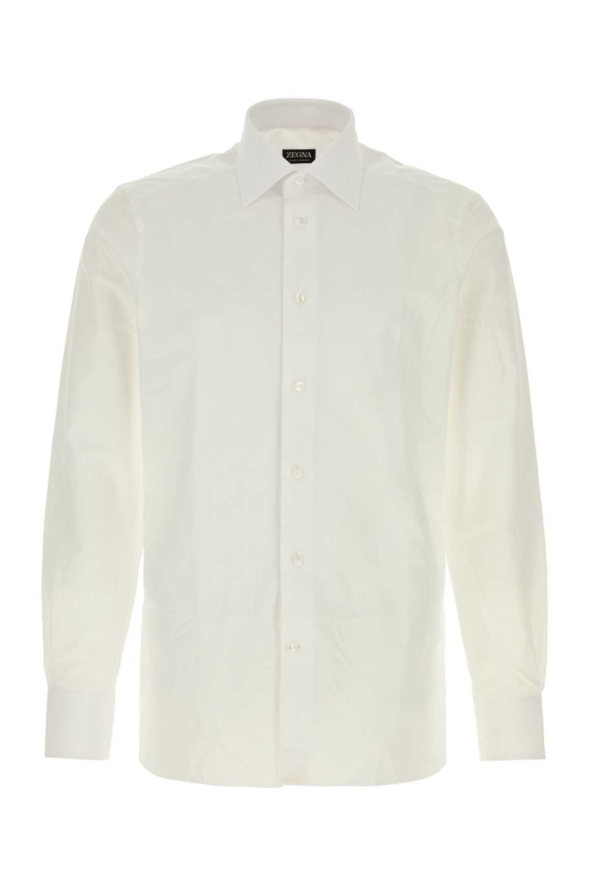 Ermenegildo Zegna White Poplin Shirt Size US M / EU 48-50 / 2 - 1 Thumbnail
