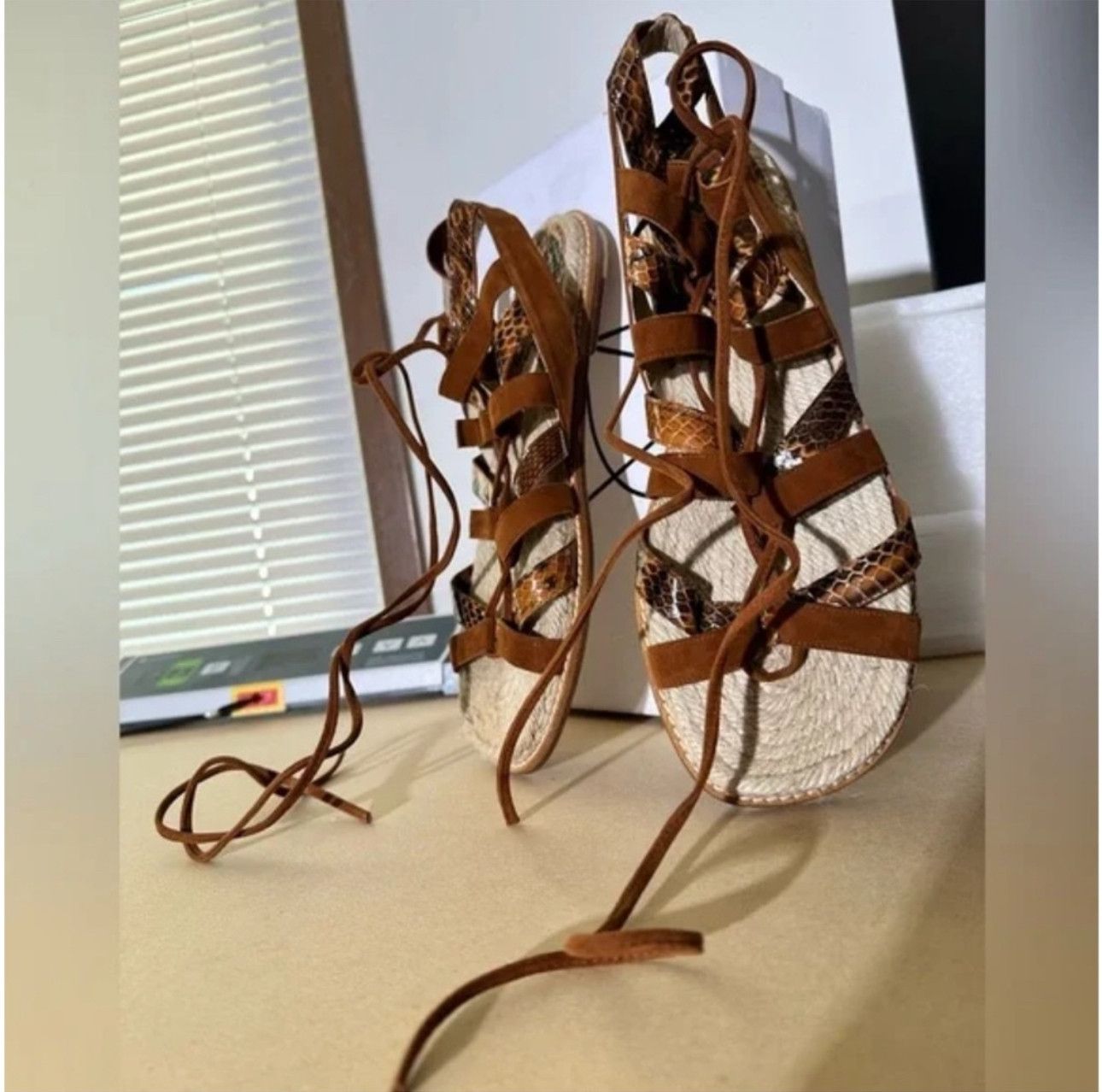 Paul Andrew Paul Andrew snakeskin & suede lace up sandals Sienna 41 Size US 11 / IT 41 - 5 Thumbnail