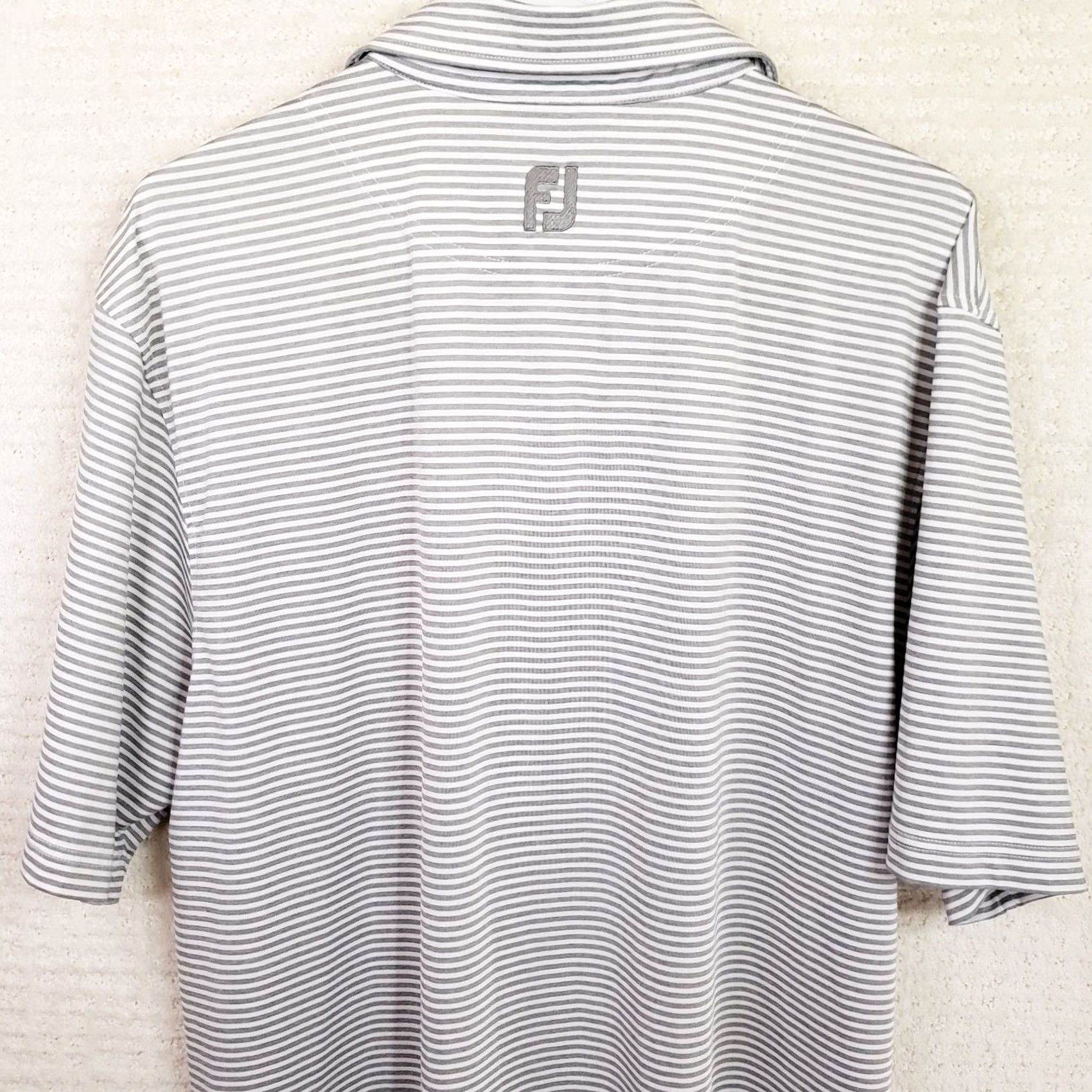 Footjoy FootJoy Golf Polo Shirt Mens Large Striped Gray White Short Sleeve Casual Size US L / EU 52-54 / 3 - 6 Thumbnail