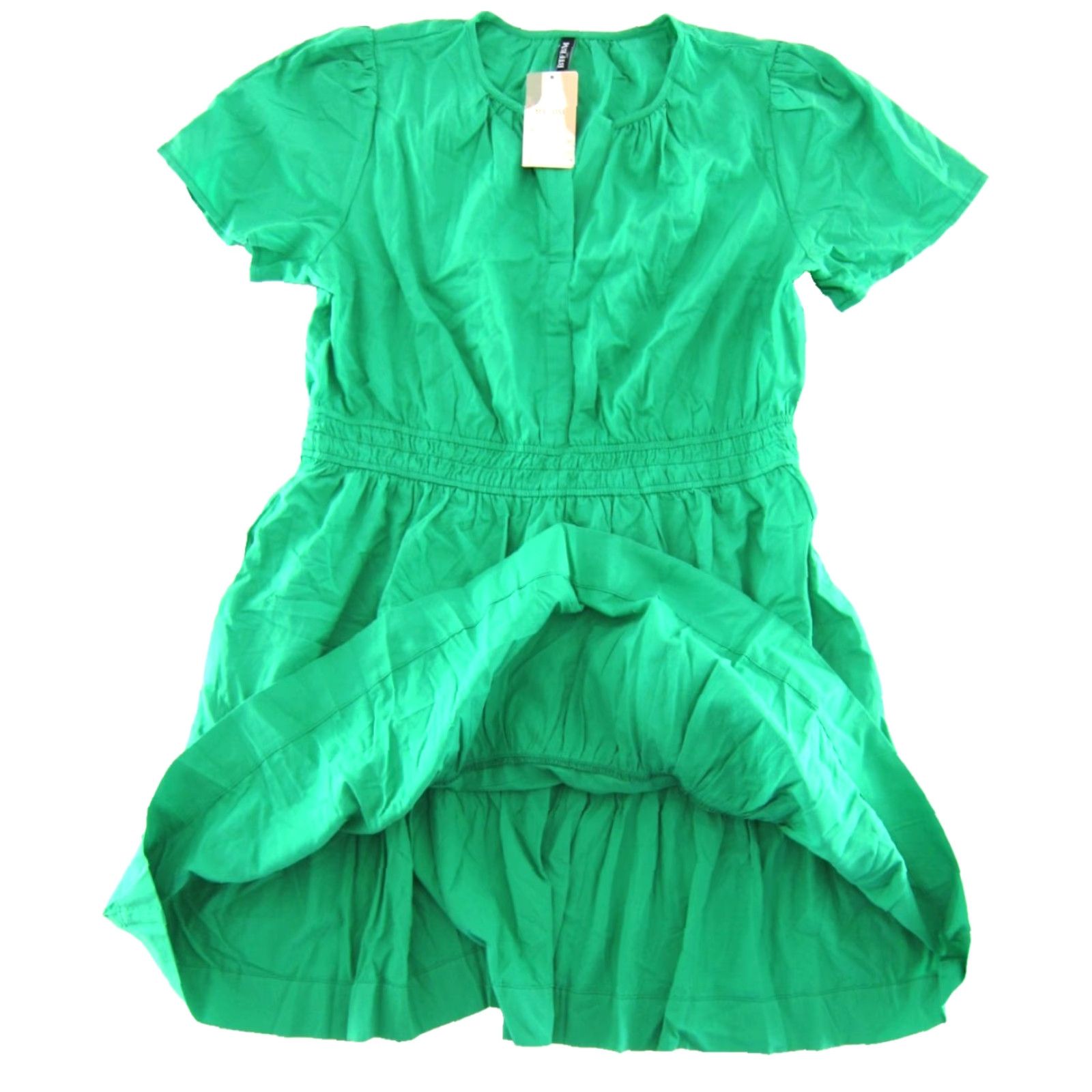 Vintage NWT BTFBM Green Cotton V-Neck Short Sleeve Empire Waist Smock Dress XXL Size 40" / US 18 - 5 Thumbnail