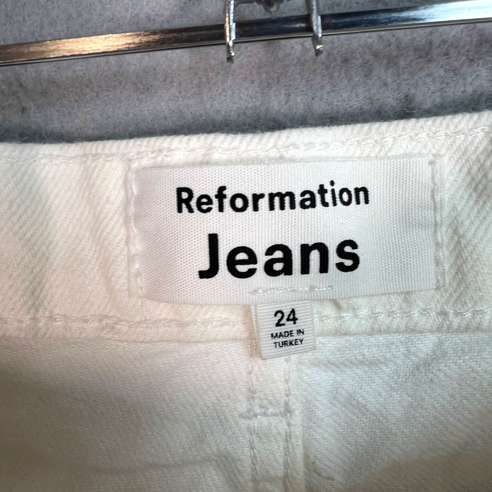 Reformation VINTAGE Reformation High Rise Straight Jeans Women's Size 24 White 100% Cotton Size 42" / US 20 - 3 Thumbnail
