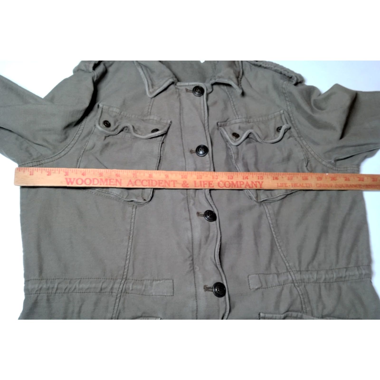 Free People Free People Not Your Brothers Surplus Jacket M Women Green Army Military Utility Pocket Crest Buttons Long Sleeve Button Zip Jacket Size M / US 6-8 / IT 42-44 - 3 Thumbnail