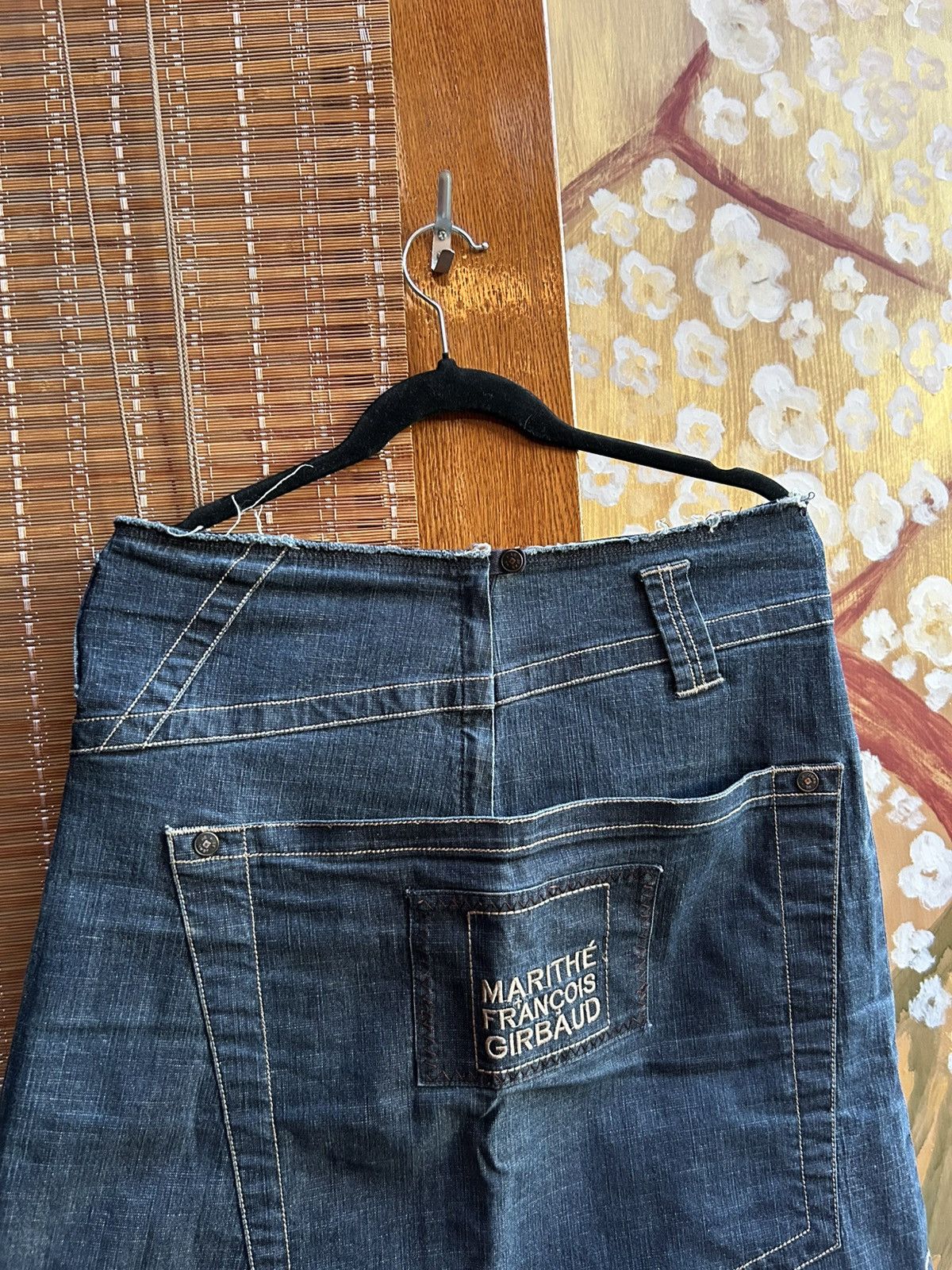 Marithe + Francois Girbaud M+F Girbaud Denim Knee Length Skirt Raw Cut Distressed Size 32" / US 10 / IT 46 - 3 Thumbnail