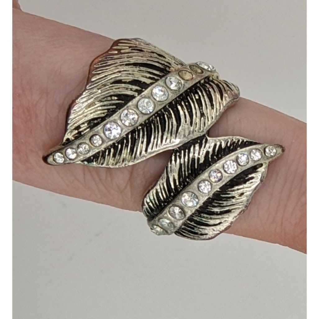 Other Fairycore Elvish Fantasy Antiqued Silver Tone Leaf Ring With Size ONE SIZE - 5 Thumbnail