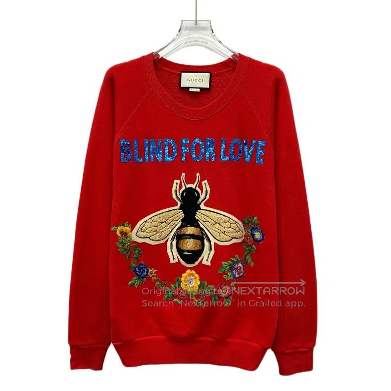 Gucci gucci Red floral bee embroidered cotton round-neck long-sl Size US XS / EU 42 / 0 - 1 Thumbnail