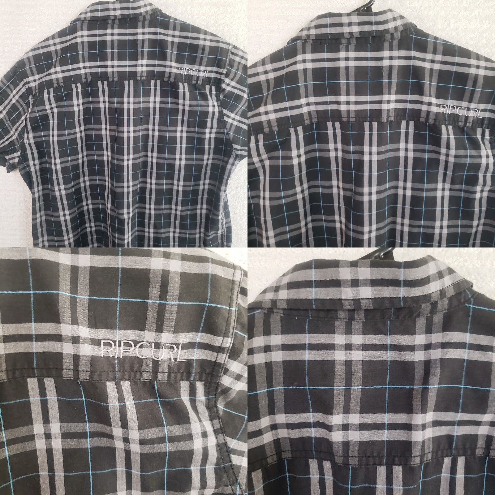 Rip Curl Rip Curl Mens M Black Plaid Short Sleeve Button Front Embroidered Shirt Size US M / EU 48-50 / 2 - 8 Thumbnail