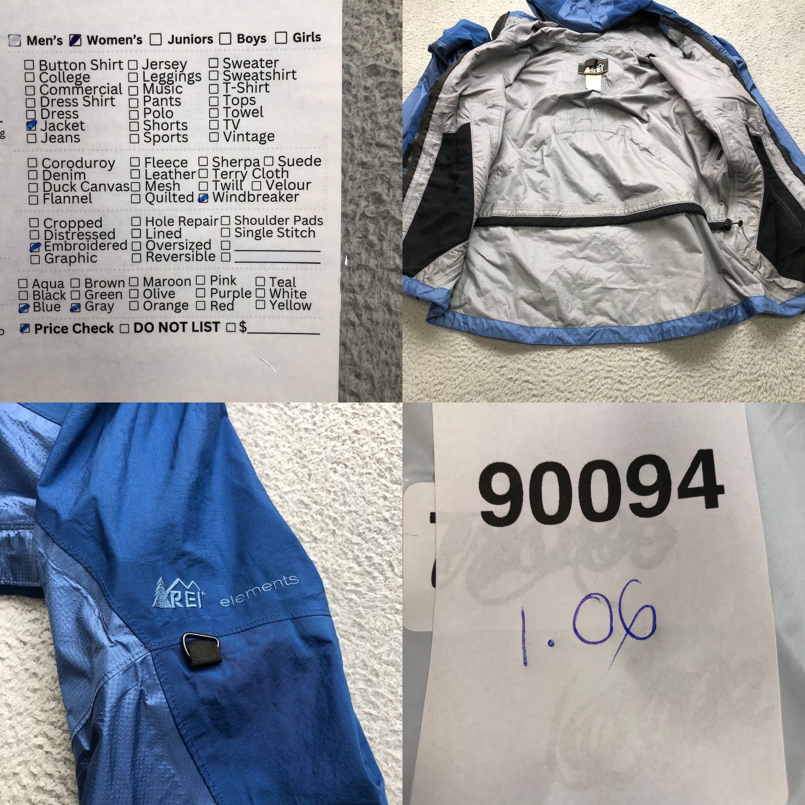 Vintage REI Elements E1 Waterproof Nylon Shell Jacket Womens Small Full Zip Hooded Blue Solid Logo Zipper Long Sleeve Size S / US 4 / IT 40 - 8 Thumbnail