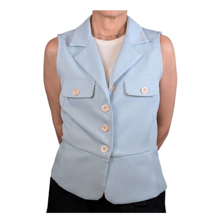 Vintage 90s Mystic Collared Button Front Vest Light Blue Large Size L / US 10 / IT 46 - 1 Thumbnail