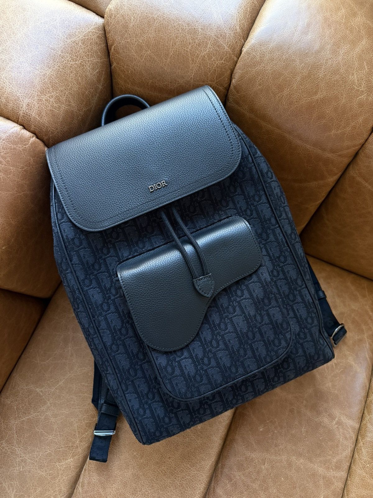 Dior Black Oblique Saddle Backpack Size ONE SIZE - 1 Thumbnail