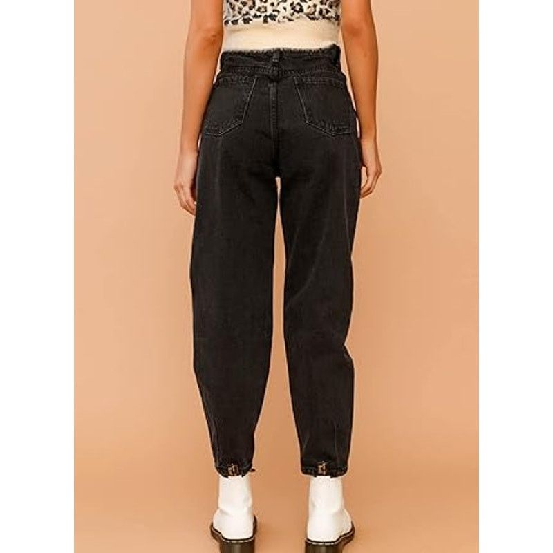 Other EVALESS Womens Baggy Jeans High Waisted Stretchy pants Size 32" / US 10 / IT 46 - 5 Thumbnail